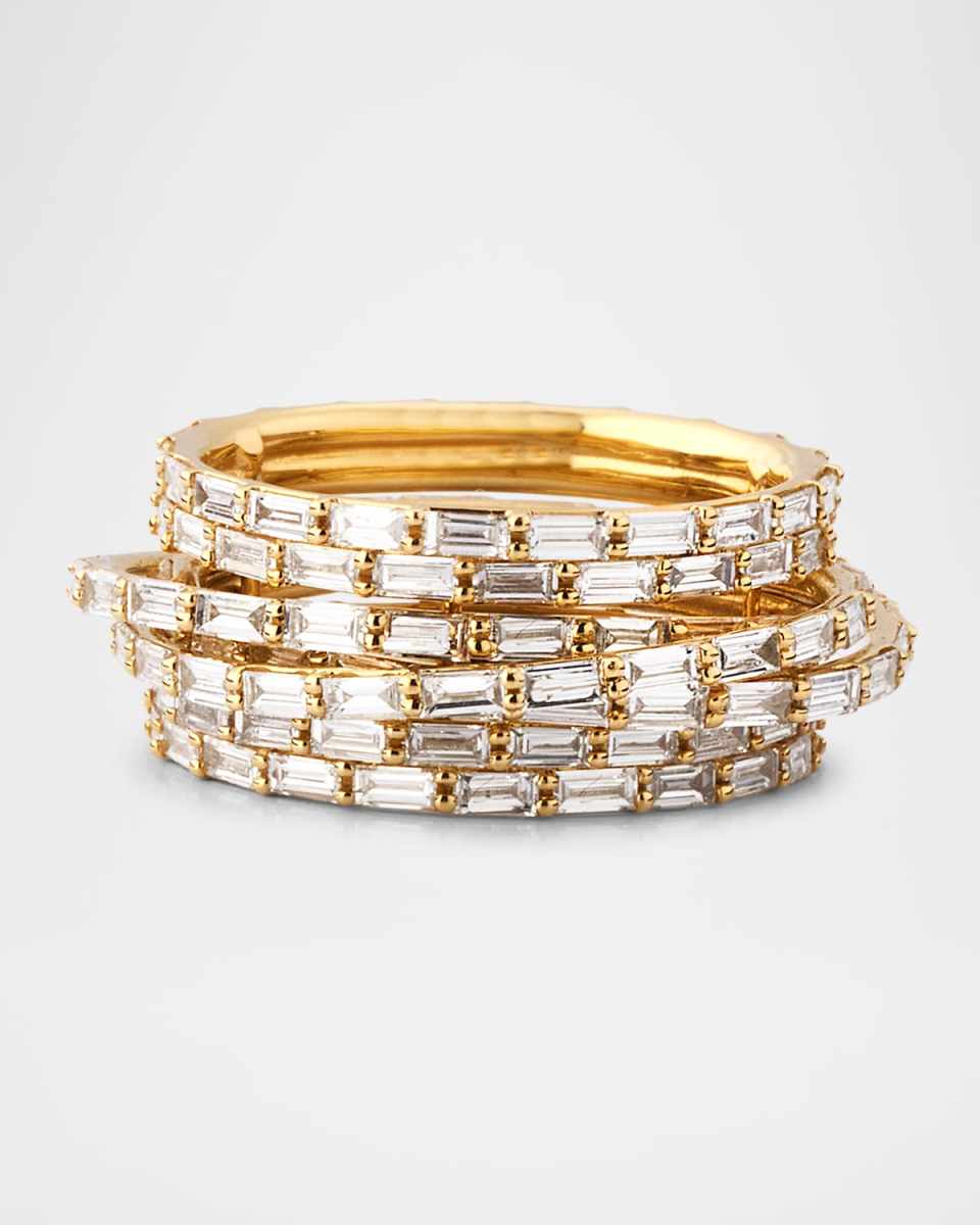 14K Yellow Gold Kinetic Ring with Baguette Diamonds